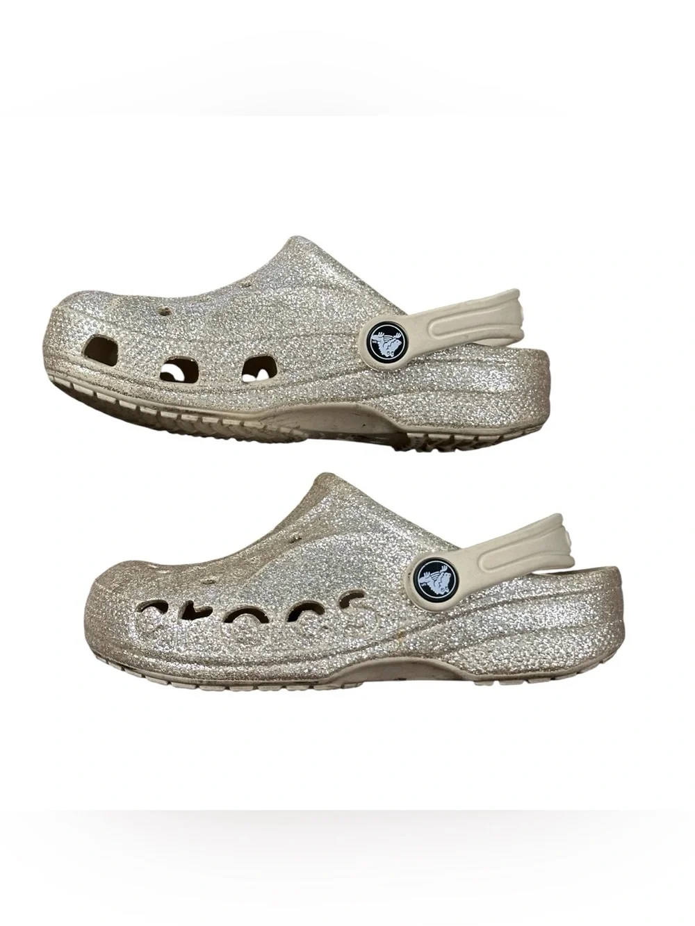 Crocs Classic Glitter Clogs Kids 13 Gold Sparkle Slip On Shoes